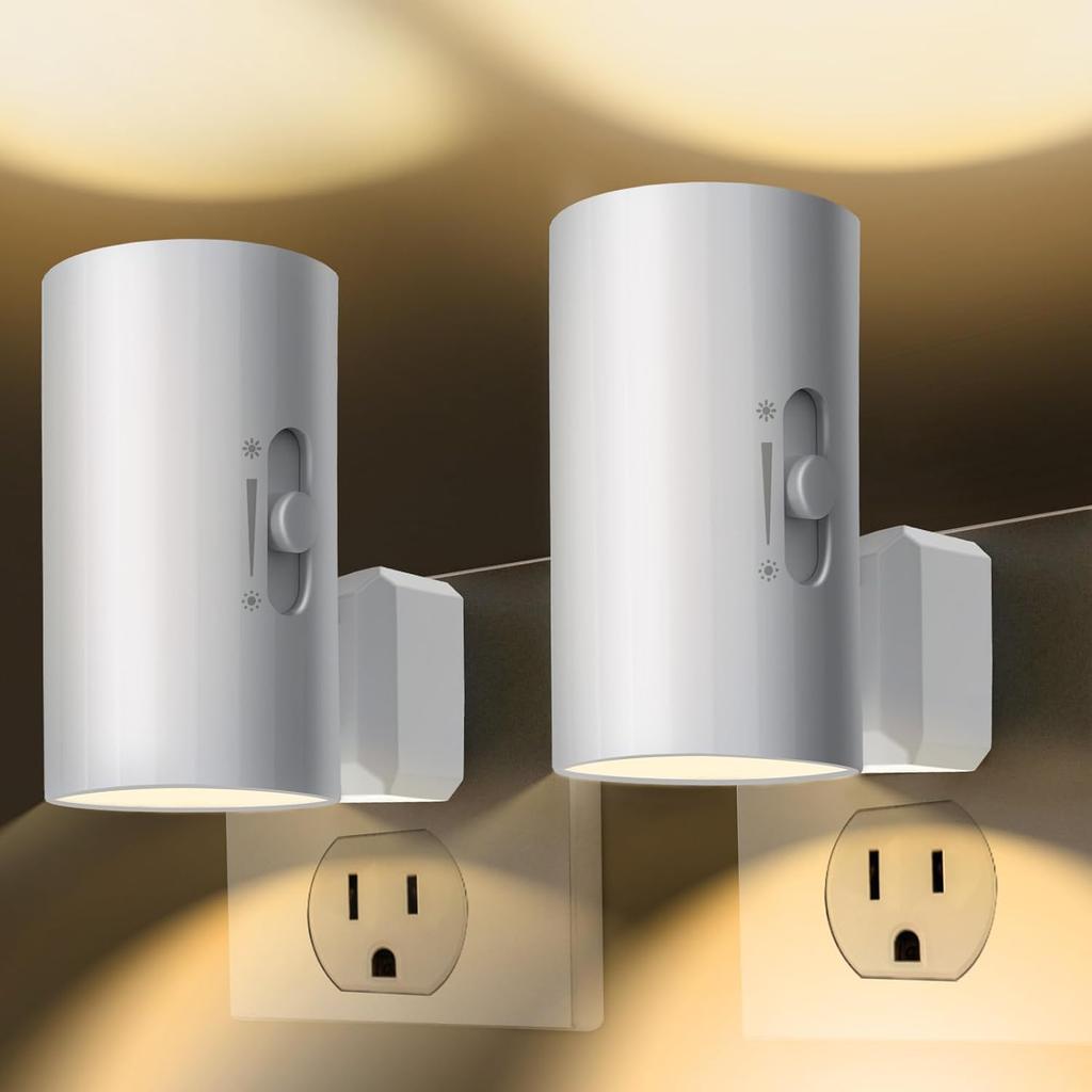 Night Light, Led Night Lights Plug into Wall, Sensor Dusk to Dawn, 0-100 LM Dimmable Night Lights, 3000K Soft White for Bathroom Bedroom Kitchen