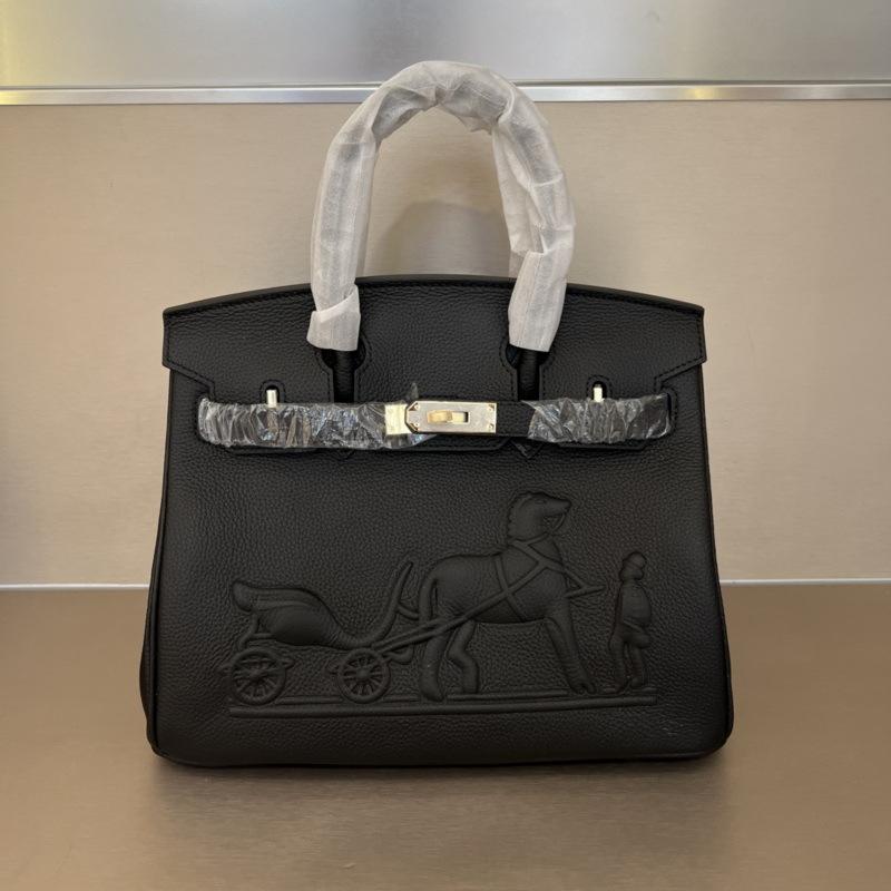 2026 New TOGO Leather Pressed Convex Mark Carriage Platinum Bag Genuine Leather Women's Bag First Layer Cowhide European and American Hand Bag