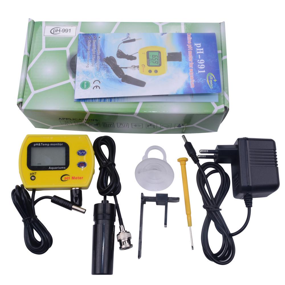 Thermometer /&PH Digital Online pH Meter Aquarium Water Quality Monitor Analyzer