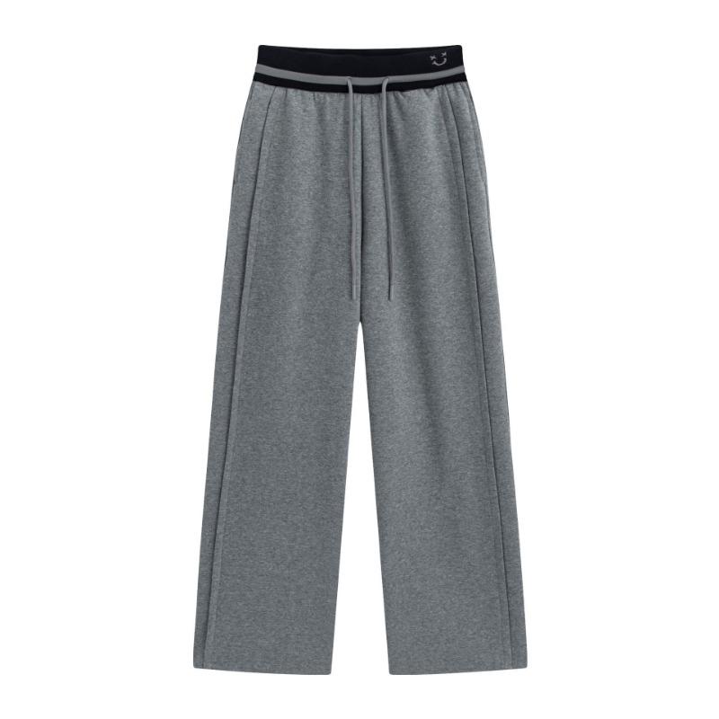 New gray casual pants women's autumn lazy drape high waist straight pants slim loose drawstring sweatpants