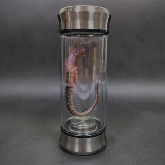 Alien Kreatur Glasbehälter LED Beleuchtet Alien Dekoration Gothic Gruselig Tischdekoration für Halloween Party Sci-Fi Fans Geschenk