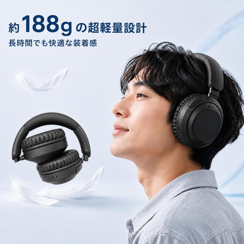 Bluetooth wireless headphones with active noise cancellation up to 60 hours of wired wireless 40mm sound sound leakage IPX5 cable premium black