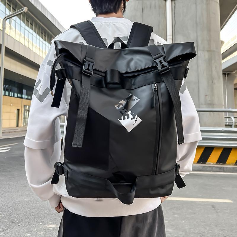Trendy Brand Roll Mouth Personalized Splicing Schoolbag Fashion Harajuku Men'S And Women'S Large-Capacity Casual Backpack