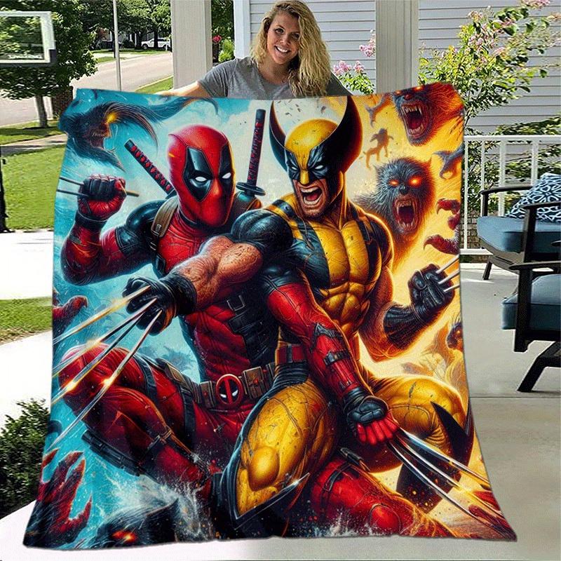 1pc Deadpool and Wolverine Printing Blanket - Soft, All-Season Throw for Living Room, Bedroom,Personalized Gift with Adorable Cartoon Design
