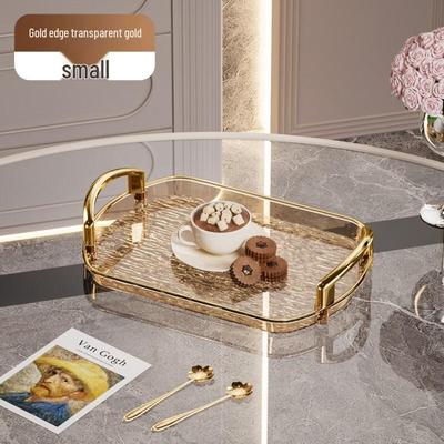 PET Plastic Light Luxury Serving Tray with Handle