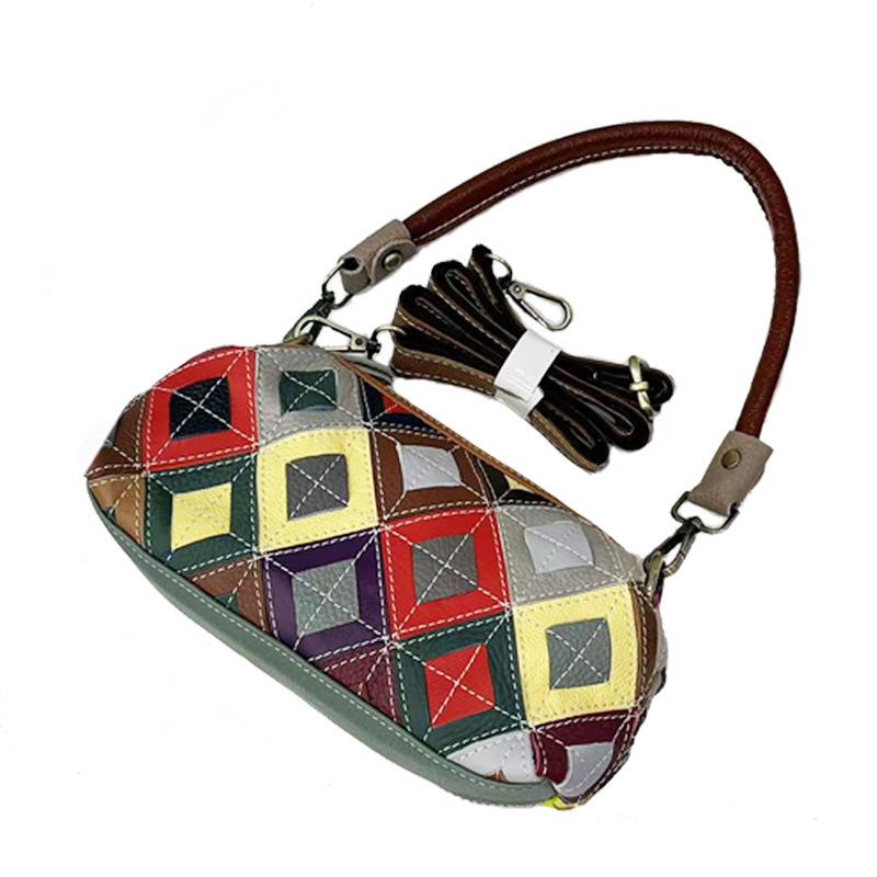 Bag Women'S Shoulder Bag Handbag Splicing Texture Retro Shoulder Messenger Bag
