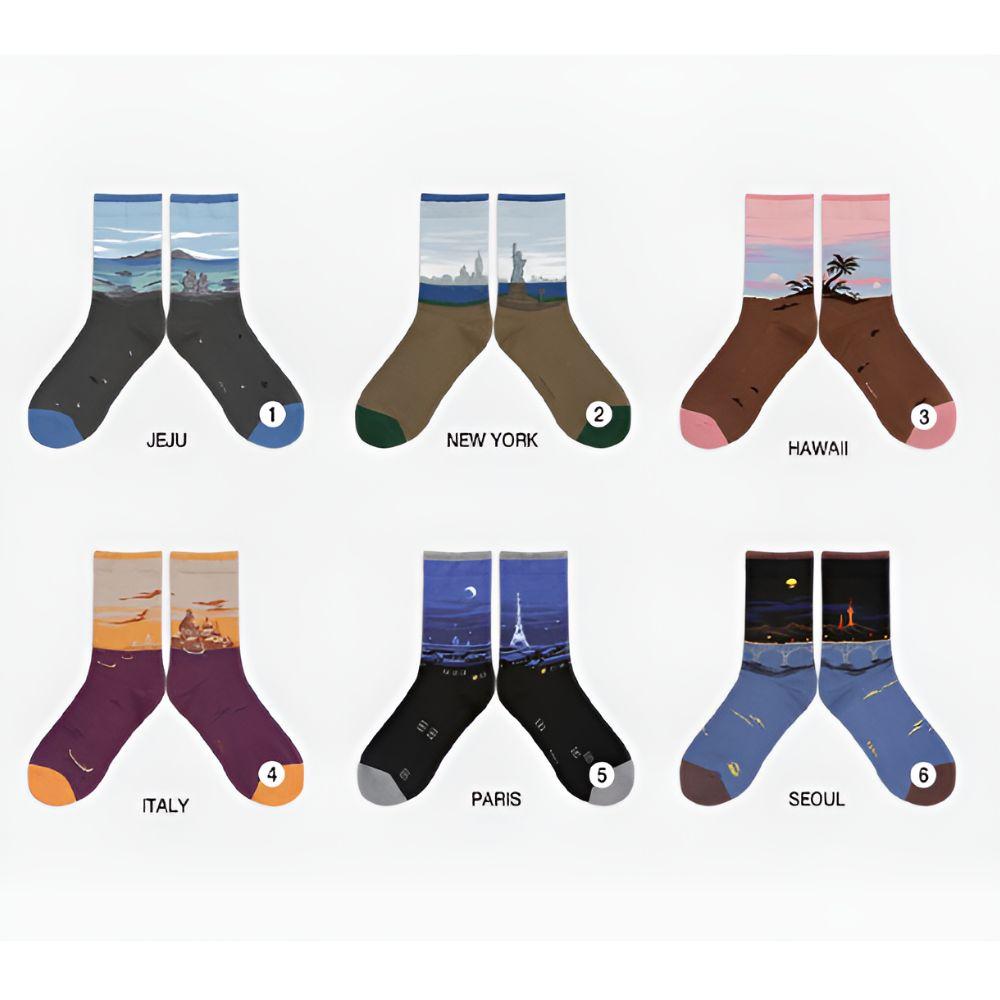 Women Fashion Socks Set 6 Pairs Cute Casual Cotton Socks