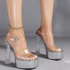Women's Transparent One-Strap High-Heeled Crystal Slippers, Outer-Wear Casual Shoes, Sizes 5-11 US, LFD-3640-1
