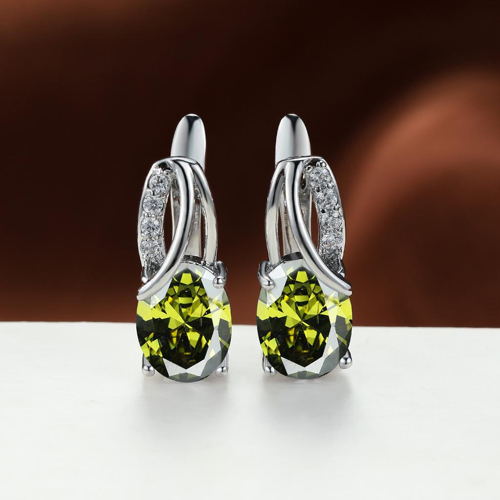 Popular Champagne Gold Oval Navy Blue Earrings for Women Simple and Personalized Temperament