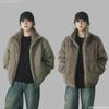 Reversible Warm Thickened Stand Collar Cotton Jacket Men Women Loose Fit Winter Outerwear In Black Gray Khaki