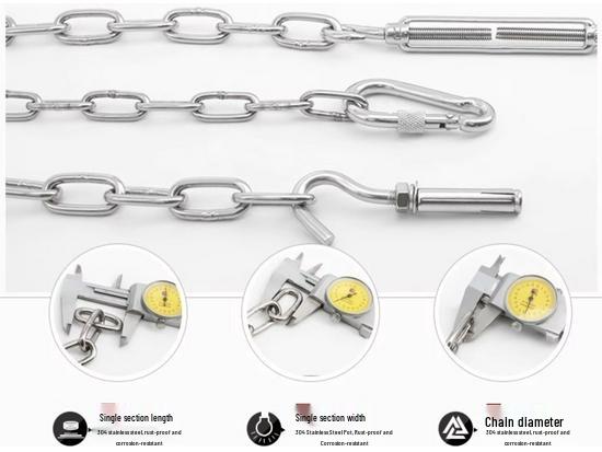 304 Stainless Steel Chain: Long & Short Links for Clothesline, Pet Chain, Swing, Guardrail, Lifting, and Chandelier.