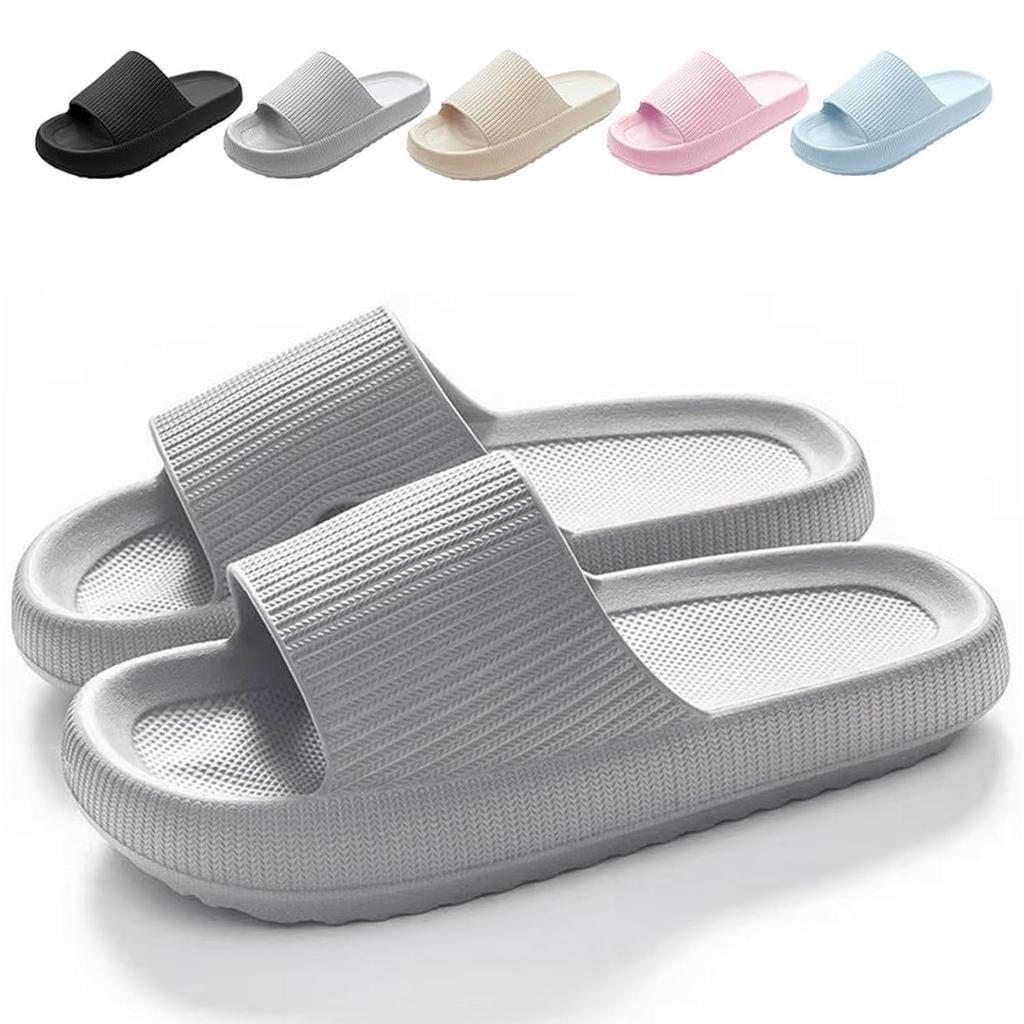 Cloud Sliders Women Men Cushiony Slippers with Thick Outsole, Anti-Slip Waterproof Pillow Sliders for Bathroom, Pool and Outdoor