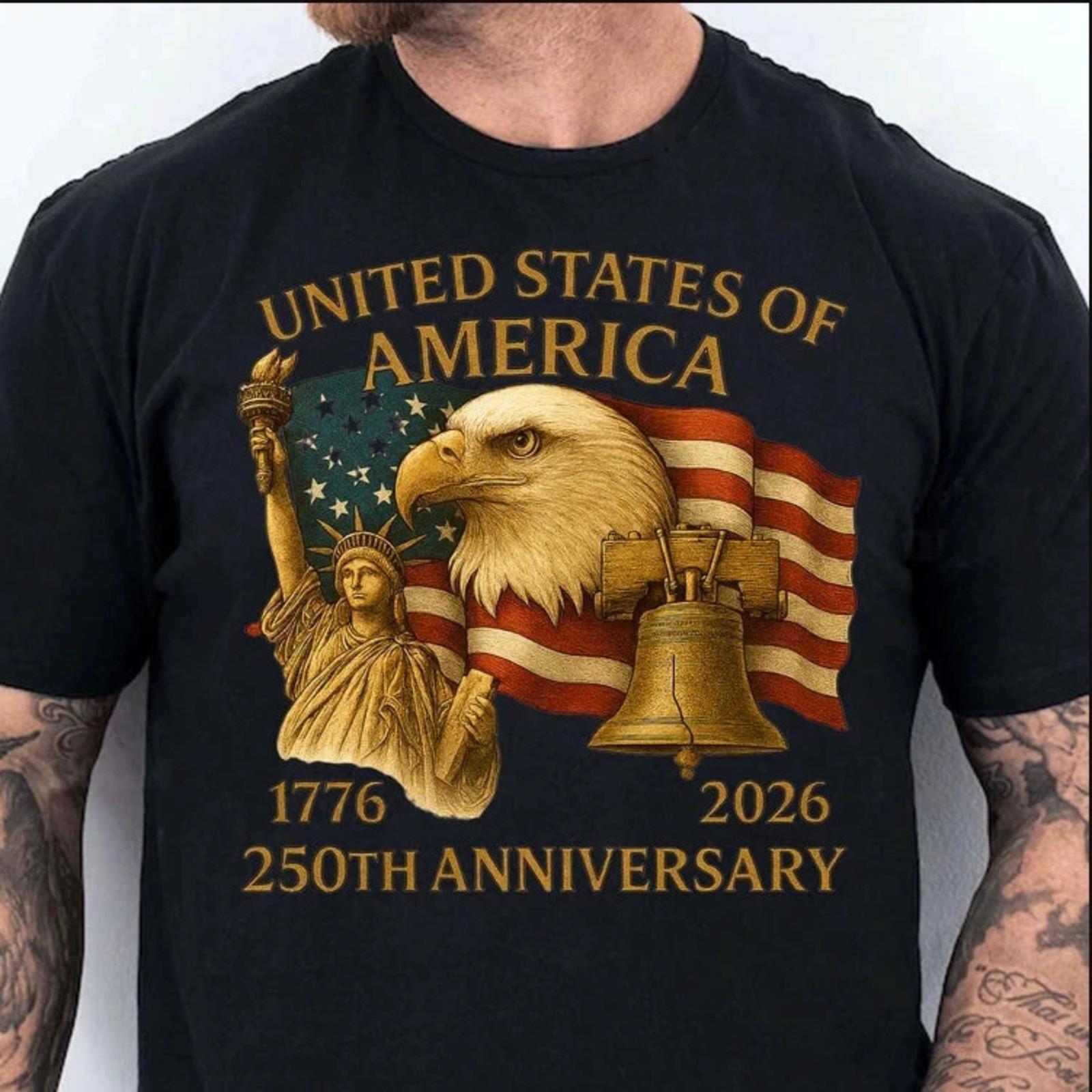 Футболка к 250-летию США, Америка 250 лет свободы, Футболка на 250-й день рождения S