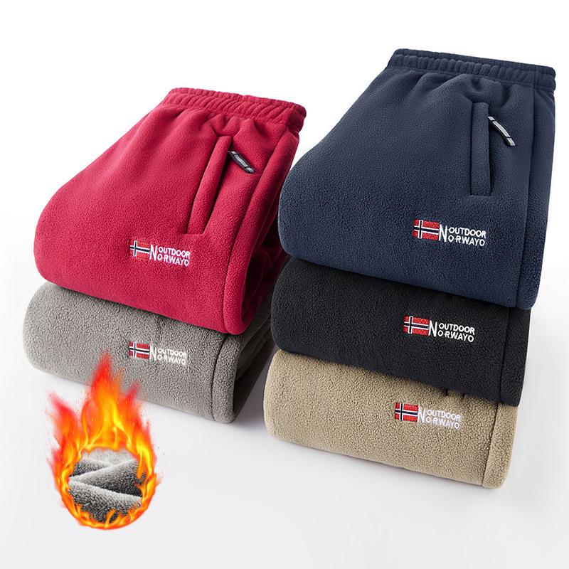 Autimn Winter Sportswear Set Mens Retro Training Thick Fleece Jacket + Pants Two Piece Set Casual Ski Running Tracksuit Suit