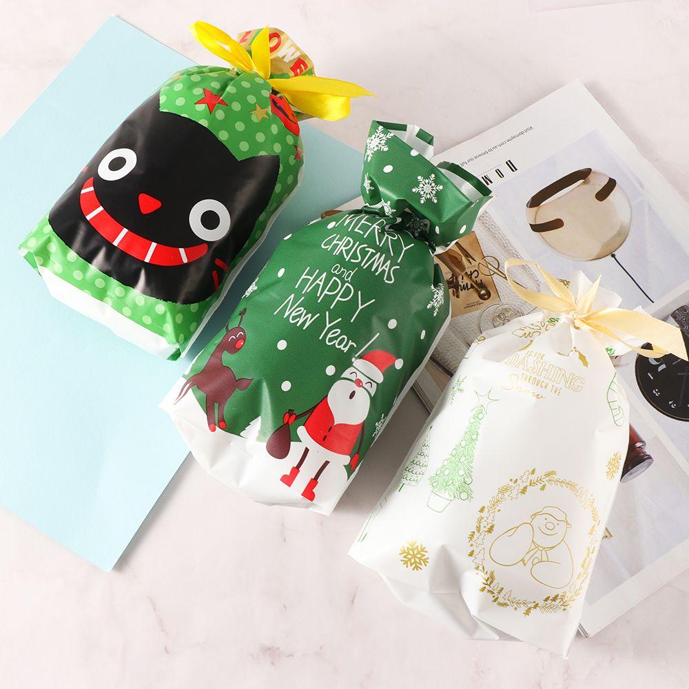 5pcs Wedding Pastry Tool Cookies Elk Santa Claus Christmas Decor Gift Bags Candy Package Drawstring
