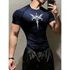 Men's Chest Gothic Tribal Symbol Print Compression Shirt Moisture Wicking Bodybuilding Running Sportswear