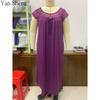 Women Nightgown, Plus Size Solid Milk Silk Short Sleeve Loose Home Dress for Summer Daily Loungewear