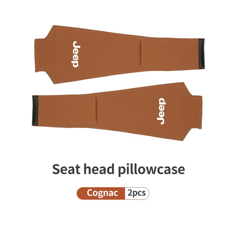 Car Logo Headrest Cover Leather Storage Neck Pillow Case Accessories For Jeep Renegade Compass Grand-Cherokee Wrangler-JK ALW1