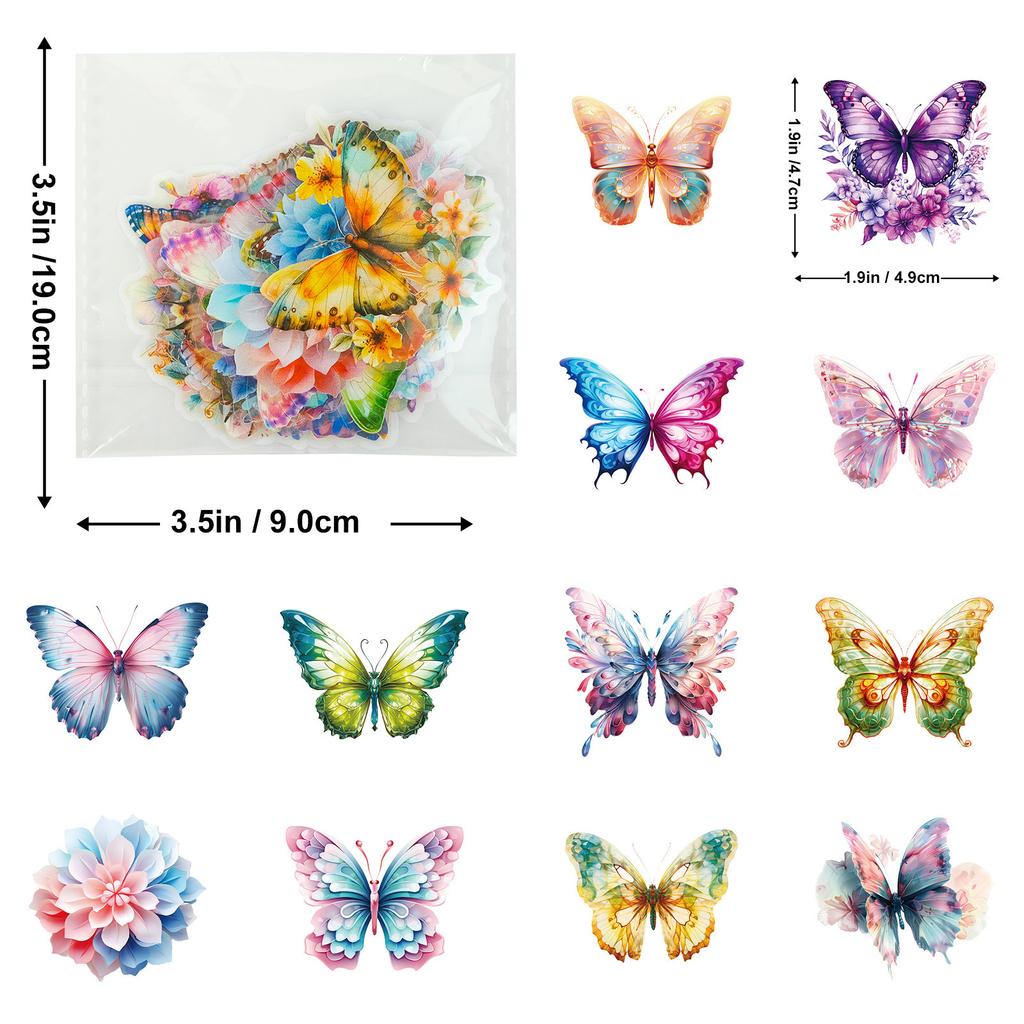 50 PET Stickers Creative Mushroom Leaves Hand Account Transparent Plant Hand Account Sticker Package Material Decoration