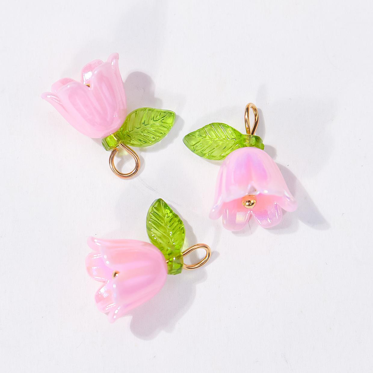 

10Pcs 11x14mm Lily Of the Valley Beads Colorful Acrylic Loose Beads For Jewelry Making Diy Flowers Charms Pendant Accessories