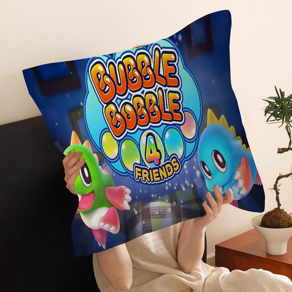 Cartoon Bubble Bobble Game Cushion Cover Pillow Cover Decor Pillowcase Printed Cushion Case for Couch