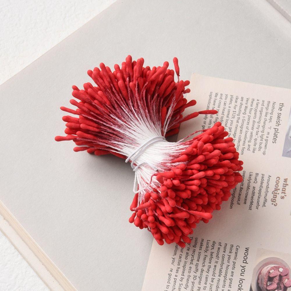 400pcs/lot Random Mixed Double Heads DIY Artificial Mini Pearl Flower Stamen Pistil Floral Stamen For Wedding Decoration DIY