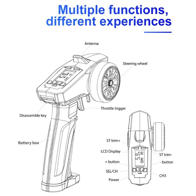2.4GHz 4CH Remote Control Signal Transmitter Handle Lcd Display RC Toy Part Transmitter Accs for Hobby Model Racing Car