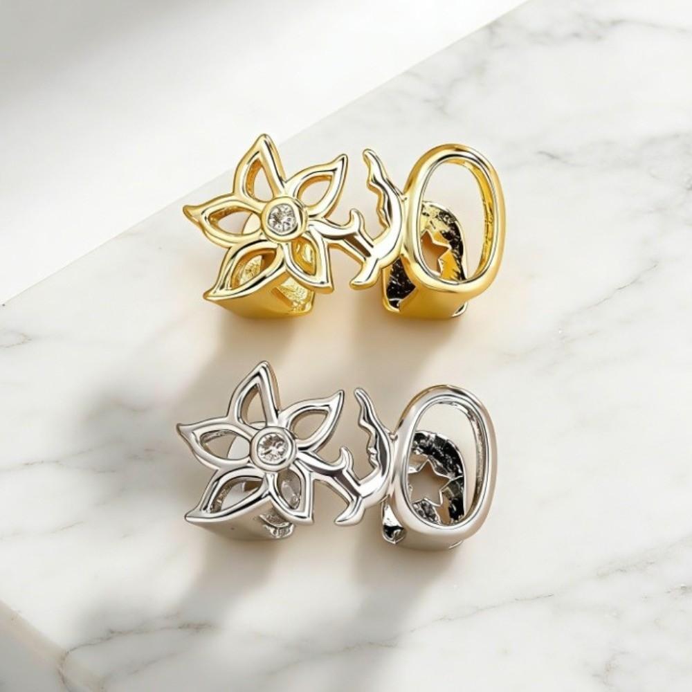 Gold Double Hollow Flower Grillz Silver Irregular Shape Tooth Grills Teeth Grillz Daily Wearable