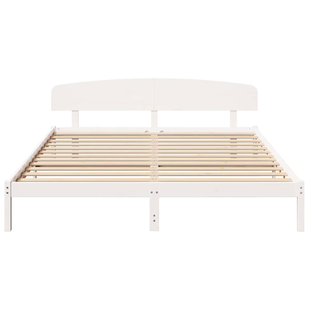 Bed Frame with Headboard White 180 x 200 cm Solid Pine Wood