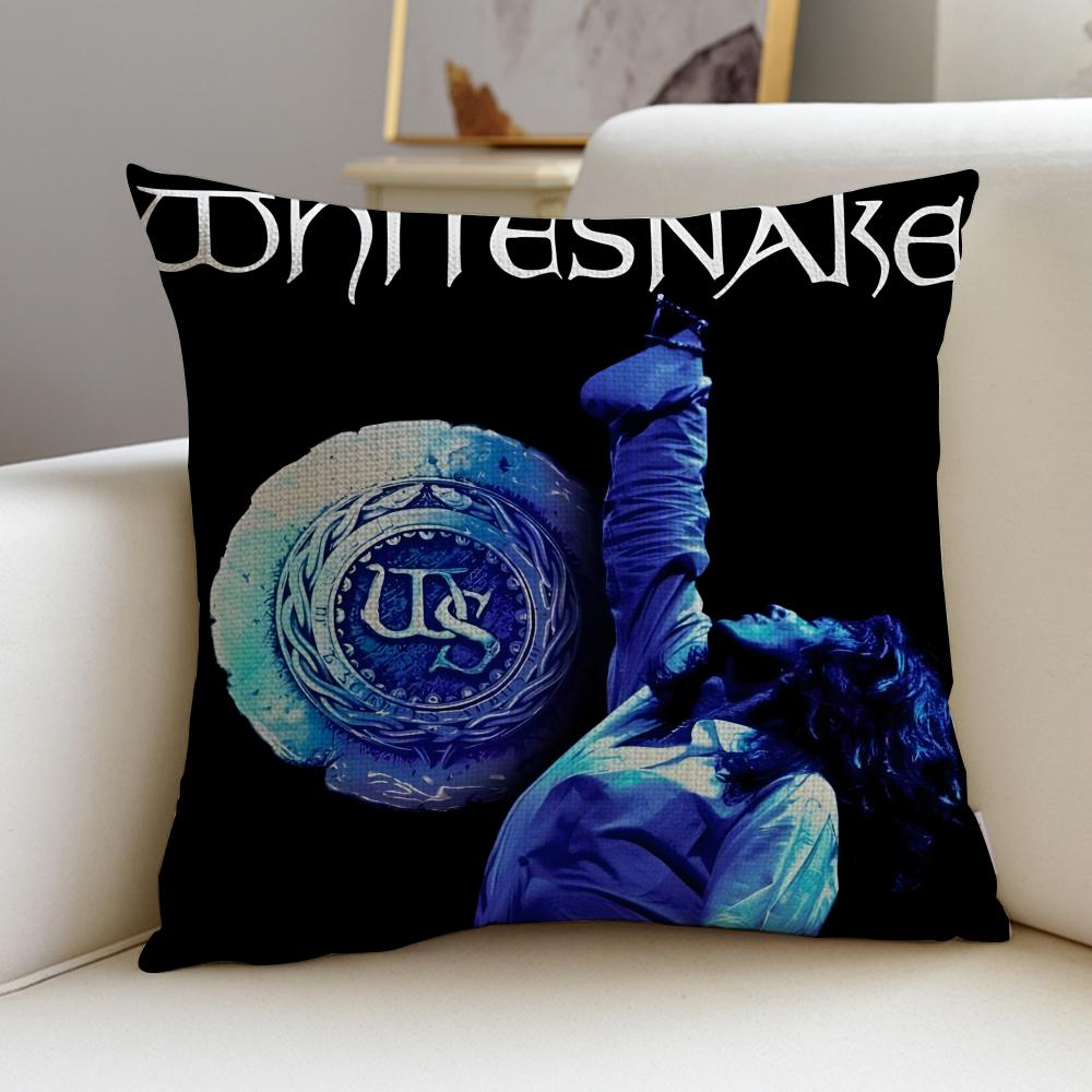 Rock WWhitesnakeS Cushion Cover Breathable and Skinfriendly Linen Pillowcase Square Removable and Washable Cushion