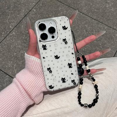 New Imd Big Hole Full Screen Black Dog for IPhone17 Glitter Powder 15ProMax Phone Case 12 for Apple 14P