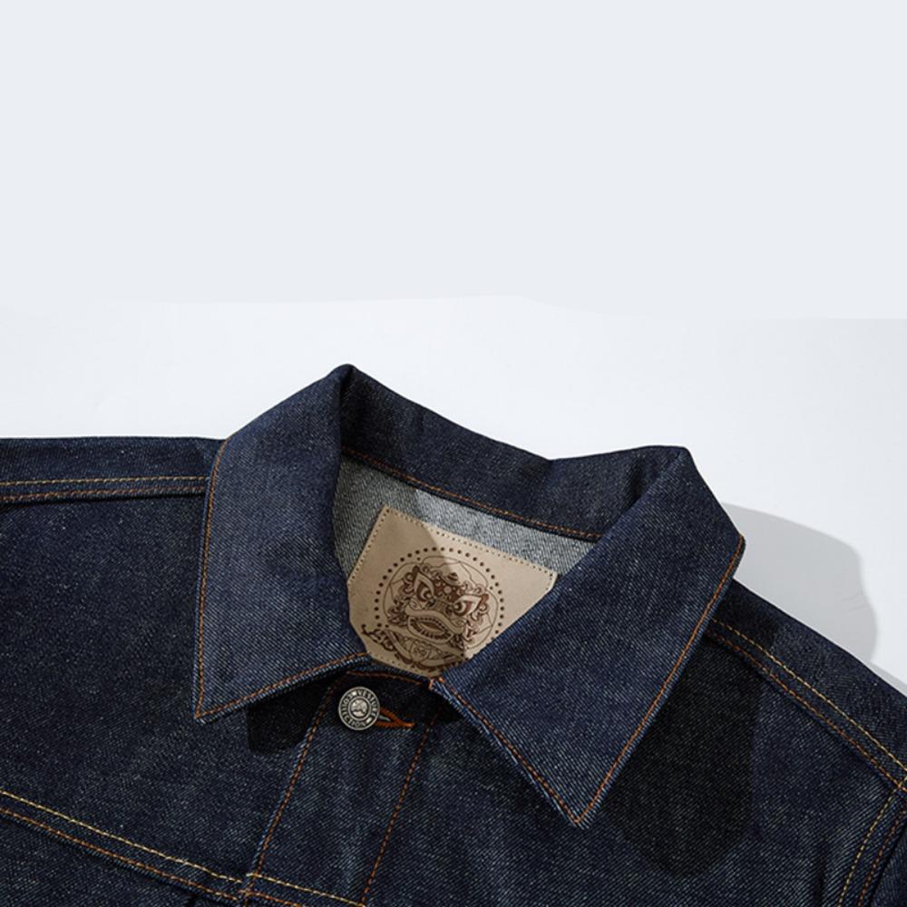 Heren Denim Jas Japans Retro Werkkleding Heren Jas Casual Lange Mouw Revers Enkelrijig Bovenkleding Jassen Vest Tops