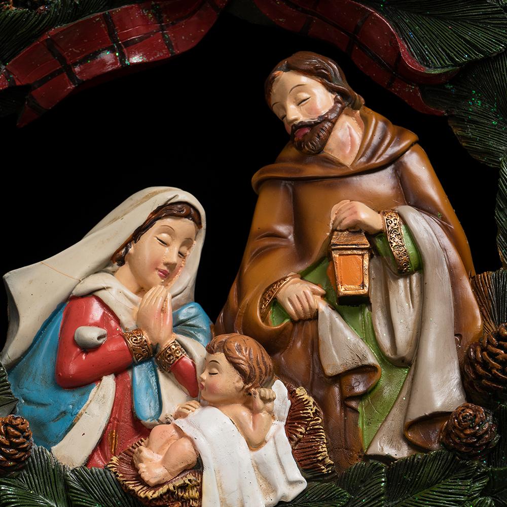 Christianity Christmas Wreath Wall-mounted Festival Decoration Pendant Can Emit Light Resin Arts And Crafts A Living Room Jesus