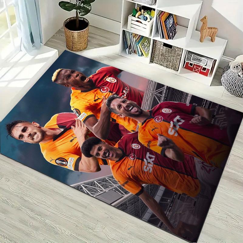 Creative Parachute Football Player Print Area Rug, Sports Fan Non-Slip Floor Mat for Living Room Bedroom Home Decor