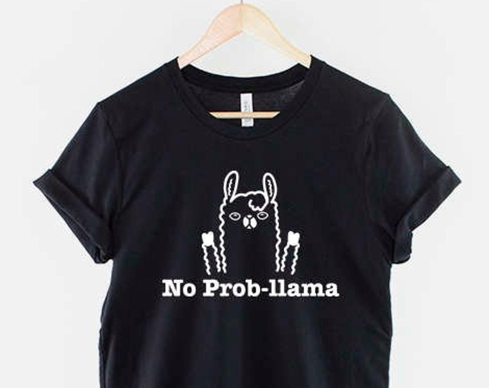 No Probllama Kids Shirt, Funny Llama T Shirt for Boys Girls, Cute Animal Graphic Tee, Childrens Gift Top 2XL
