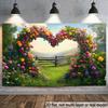 2D Romantic Spring Meadow with Heart Flower Arch Photography Background