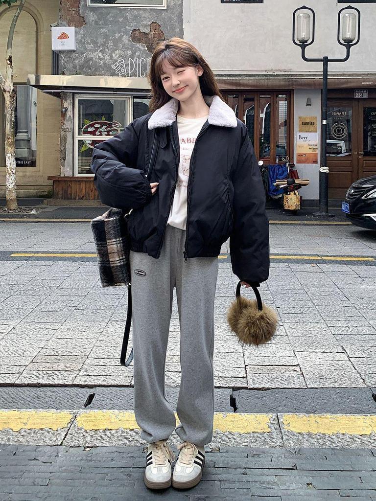 Women's Petite Thickened Winter Cotton Jacket - Loose, Warm, Short Outerwear 2025