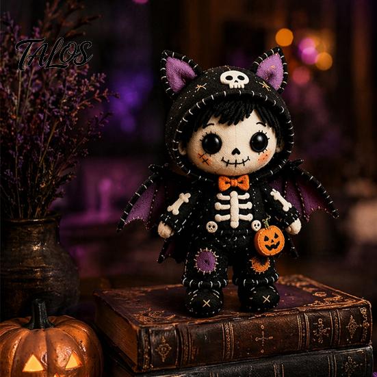 Step-by-step Sewing Tutorial Skeleton Witch Patchwork Kit, Gothic Girl Doll DIY Stuffing Cotton Included Kit Halloween for Adults Teens Handmade Gift