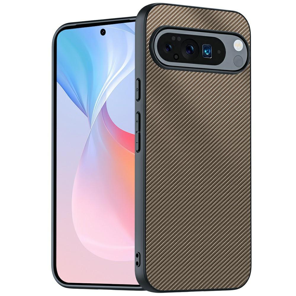 For Google Pixel 10 Pro XL Case Leather+PC Hard Phone Cover Carbon Fiber Texture