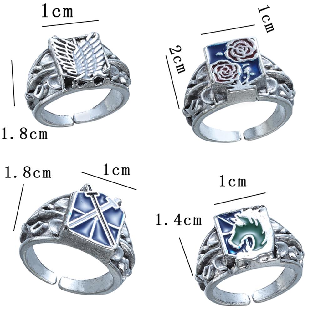Anime Attack On Titan Wings of Liberty Enamel Ring for Women Men Rose Sword Flag Finger Metal Rings Fans Cosplay Party Jewelry
