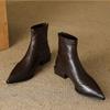 Chelsea Boots Women's Autumn Winter New Thick Heel Bootie Women's Retro Brown Chelsea Boot Pointed Low Heel Elastic Thin Boots