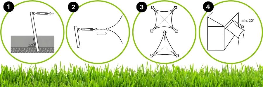 Garden pole for shade sail - white