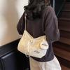 Borsa a tracolla casual con coulisse Leggera Grande capacità Pieghettata Borsa a tracolla Monocolore Cerniera Borsa da pendolare Adolescenti