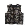Womens Faux Fur Lined Vest With Print Design Round Neck Sleeveless Cardigan Style 2026 Outdoor Casual Wear