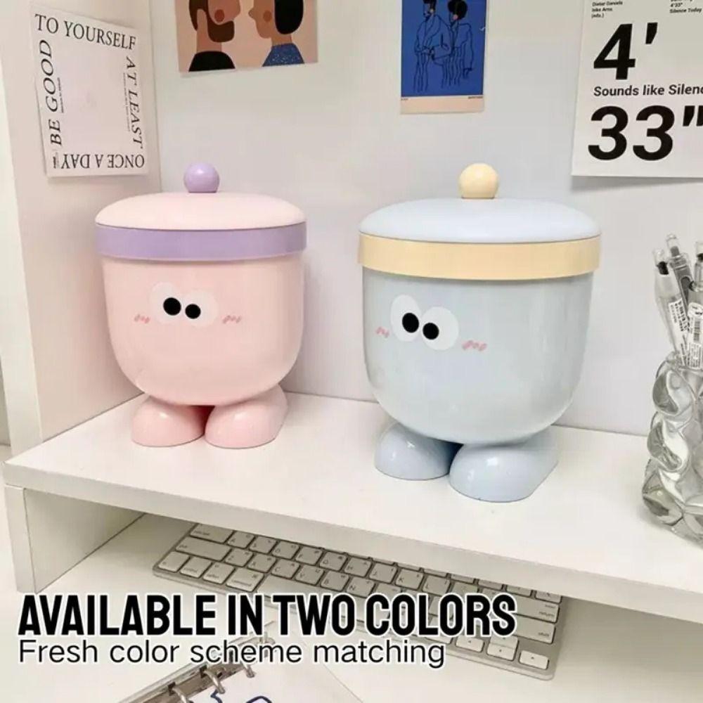 with Lid Garbage Bin Plastic Storage Box Cute Desktop Trash Can  Table & Office Desk
