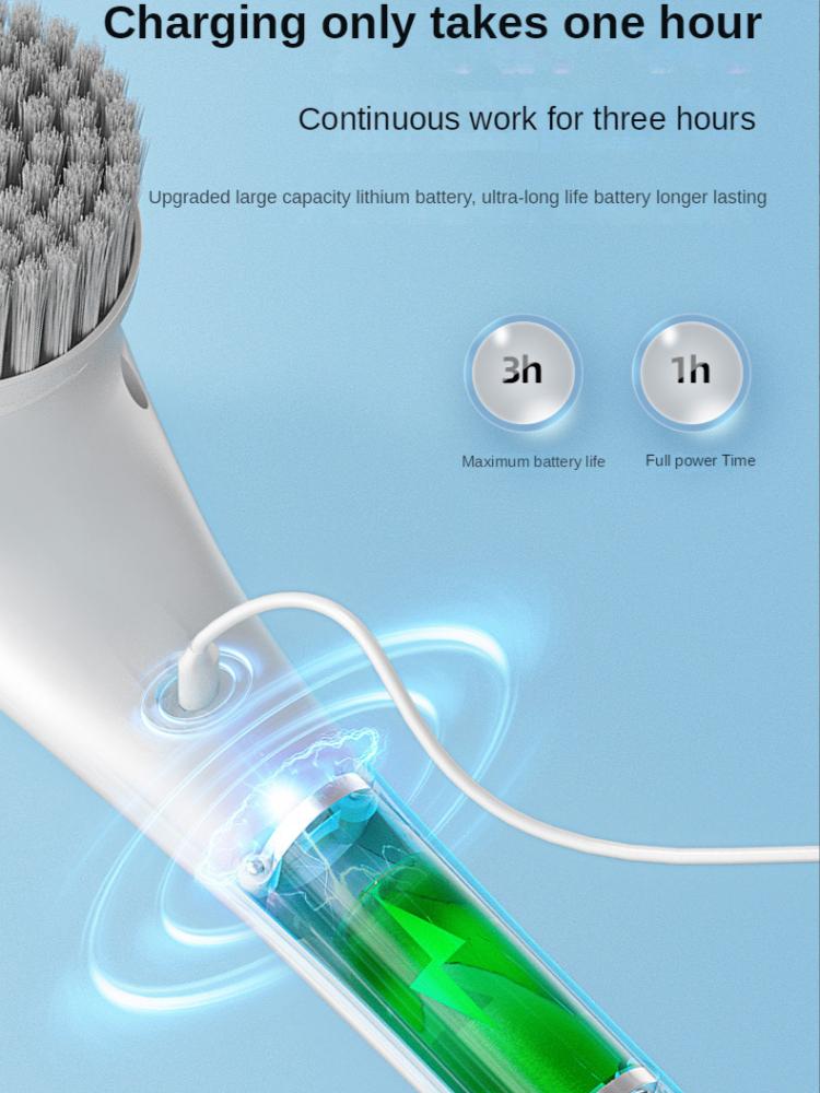 Electric Cleaning Brush 5 Brush Heads Cleaner Multifunctional Cleaning Pots and Dishes Kitchen Bathroom Bathtub Glass