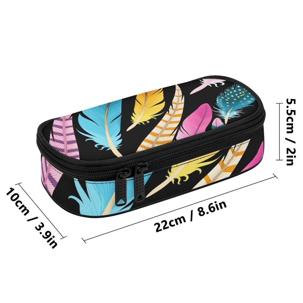 Pencil Pouch Portable Durable 300D Polyester Zip Around Closure with Main Compartment Mesh Pocket and Pen Slots for Students