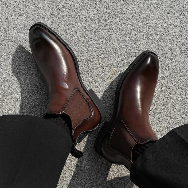 Physical shooting Classic Chelsea Boots For Men's Black Brown Pointed Height Increasing Shoes Daily Casual Party Banquet Wedding