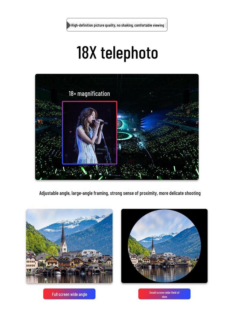High-Definition Portable 18x Mobile Phone Telescope Lens for Outdoor Photography