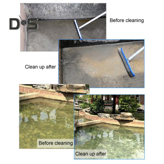 Rubber Pool Brush Head 45cm Long Cleaning Brush Pool Floor Walls High-Efficiency Curved Ends Scrub Brush